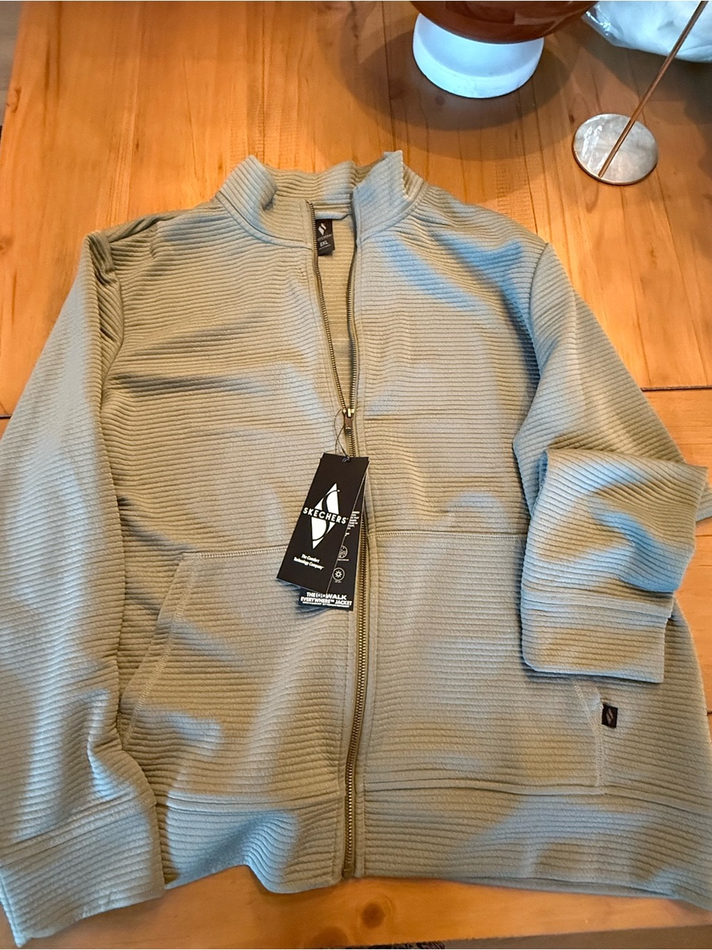 Skechers Light Green Ribbed Zip-Front Jacket